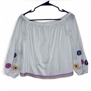 Madewell XXS White Off-Shoulder Embroidered Women's Top